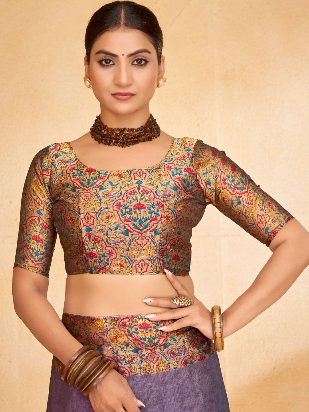 Vipul Paisley Zari Pure Chiffon Designer Saree thumbnail 2