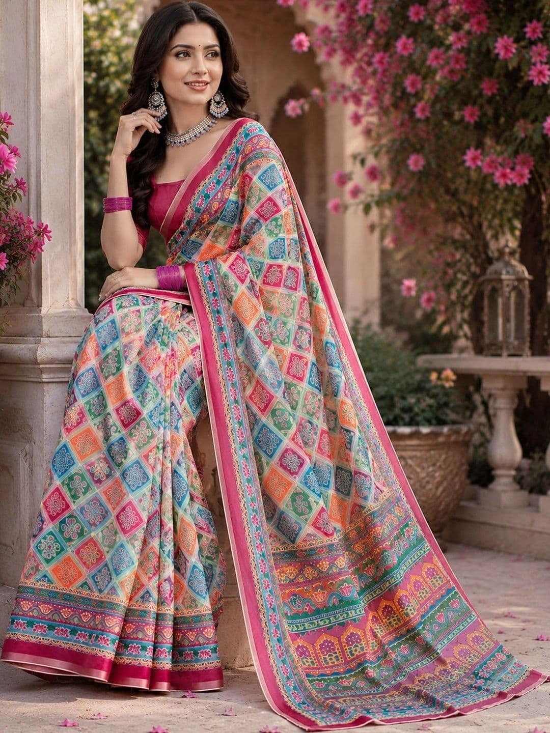 BORAD FASHION Women Designer Chanderi Saree thumbnail 2