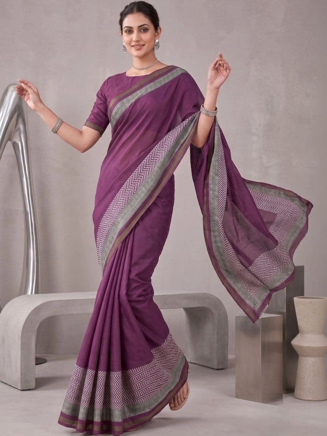 BORAD FASHION Designer Chanderi Saree thumbnail 3