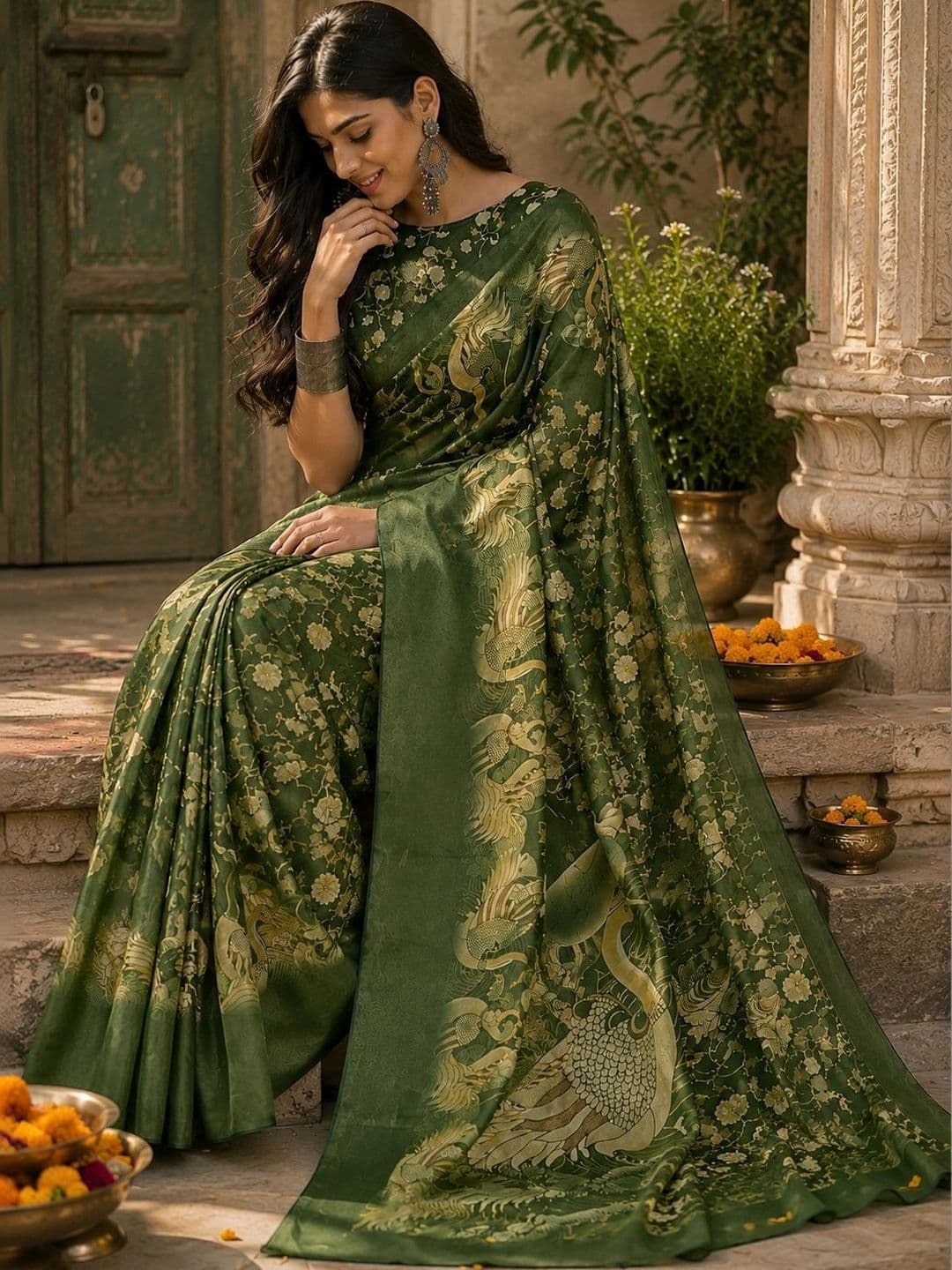 BORAD FASHION Women Paisley Designer Chanderi Saree thumbnail 3