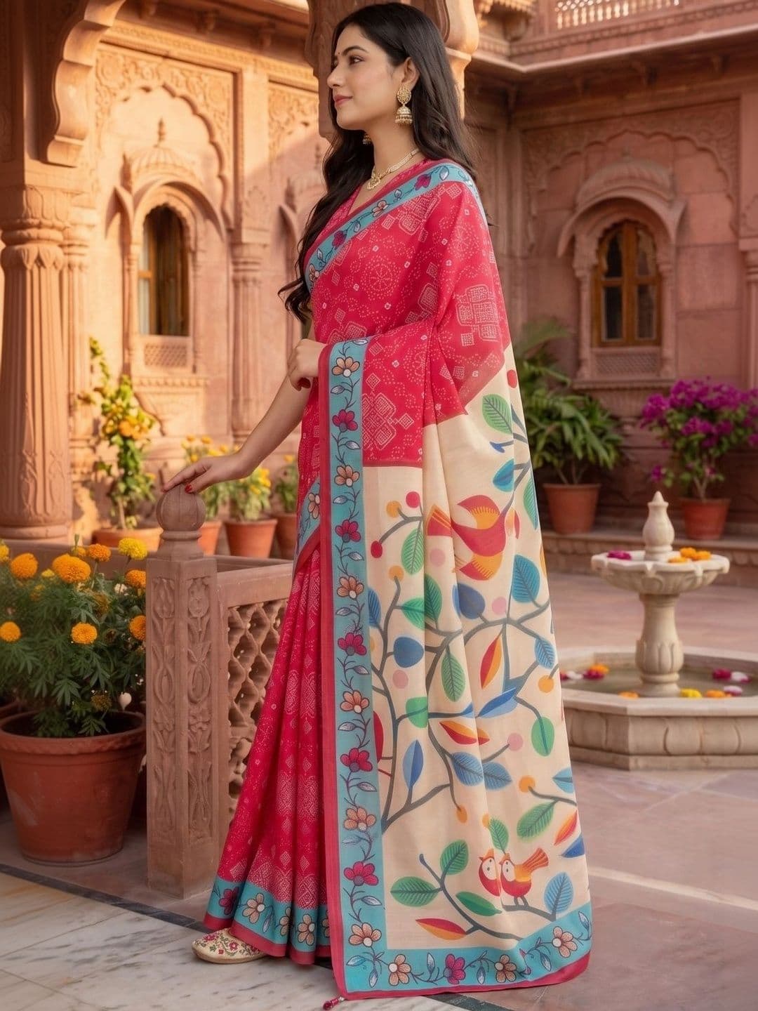 BORAD FASHION Kalamkari Designer Chanderi Saree thumbnail 2