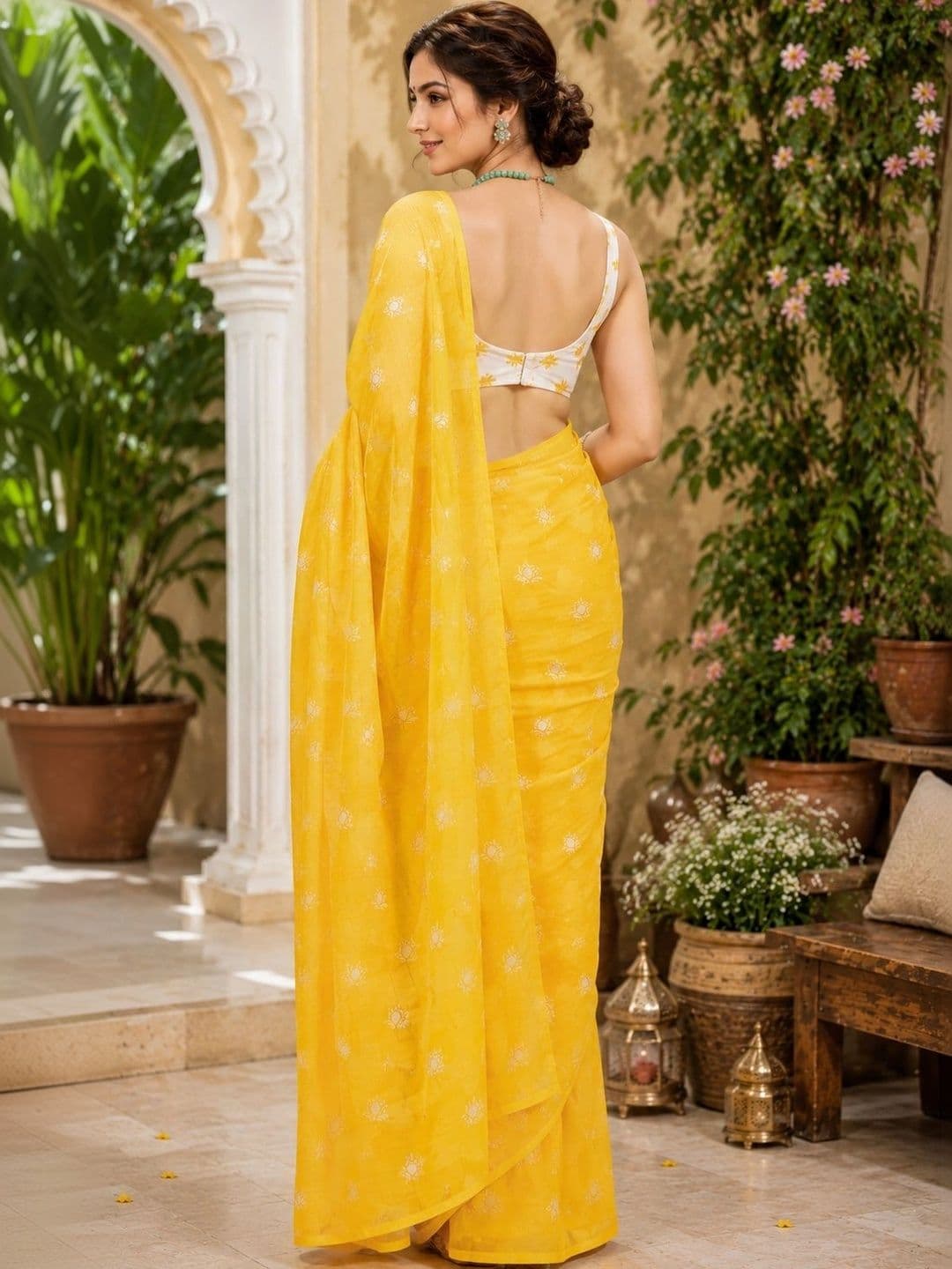 BORAD FASHION Floral Embroidered Designer Chanderi Saree thumbnail 4