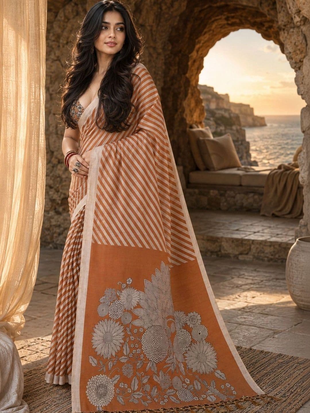 Durga Textile Women Leheriya Silk Blend Leheriya Saree thumbnail 2