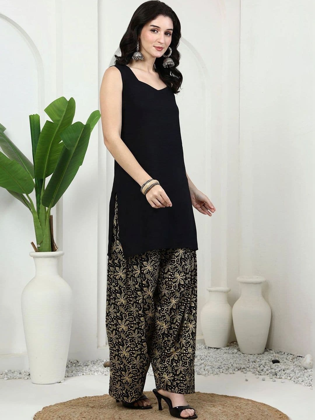 KALINI Women Ethnic Motifs Regular Pure Cotton Kurta with Palazzos & With Dupatta thumbnail 5