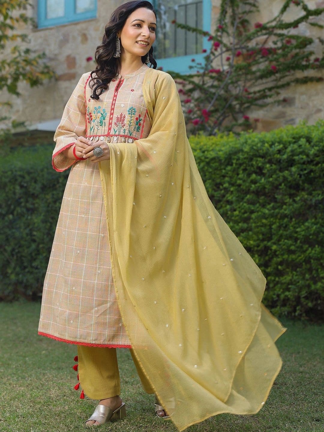 Stylet Women Work Pure Cotton Kurta with Trousers & With Dupatta thumbnail 5