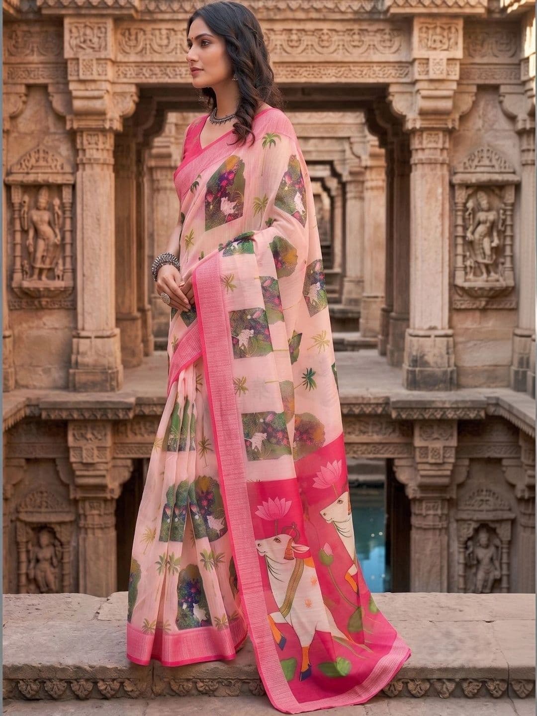 BORAD FASHION Designer Chanderi Saree thumbnail 3