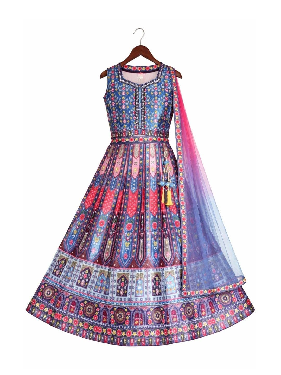 BAESD Girls Printed Mirror Work Ready to Wear Lehenga & Blouse thumbnail 4