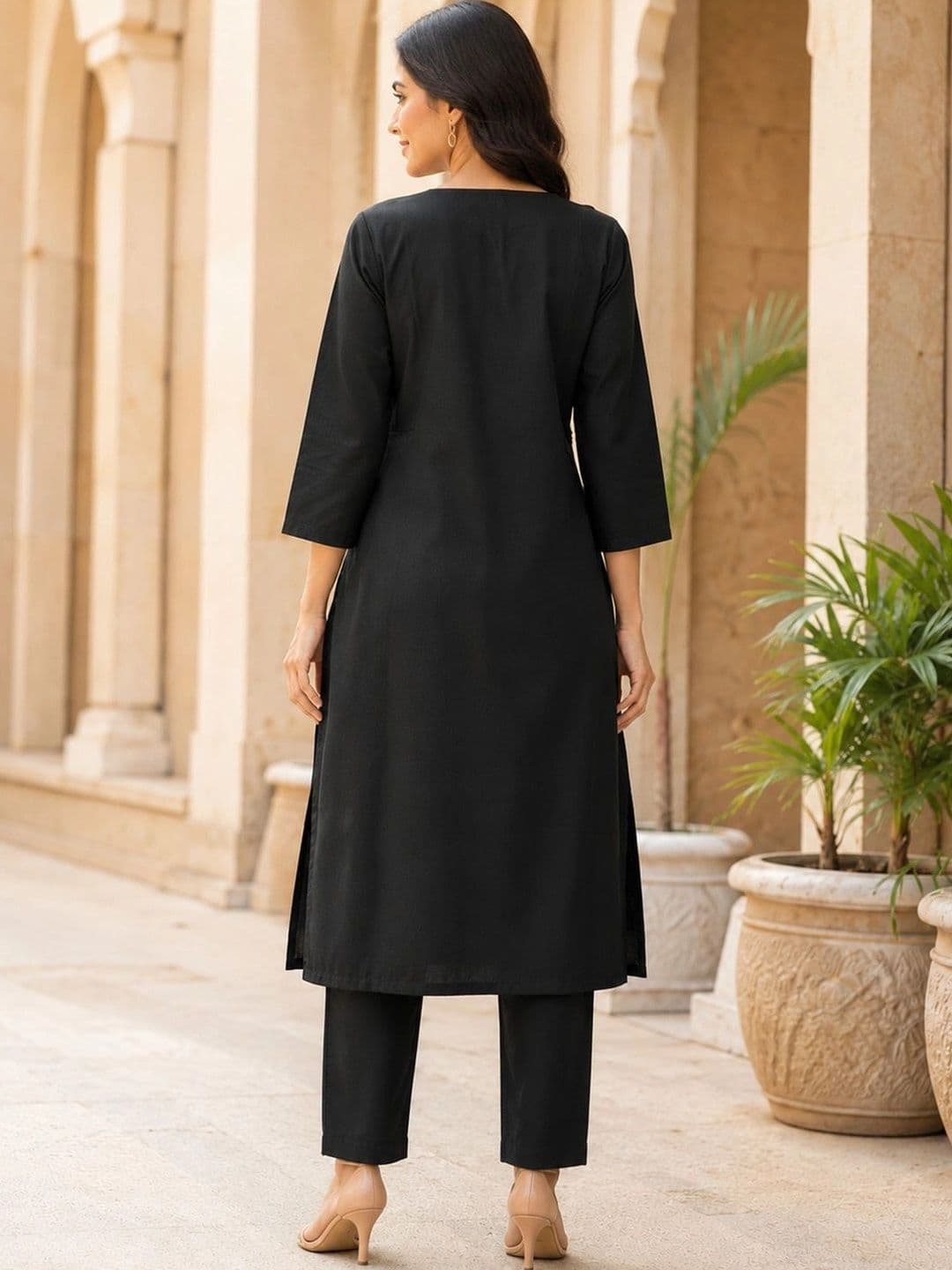Sun Fashion And Lifestyle Women Ethnic Motifs Embroidered Regular Mirror Work Kurta with Trousers thumbnail 5