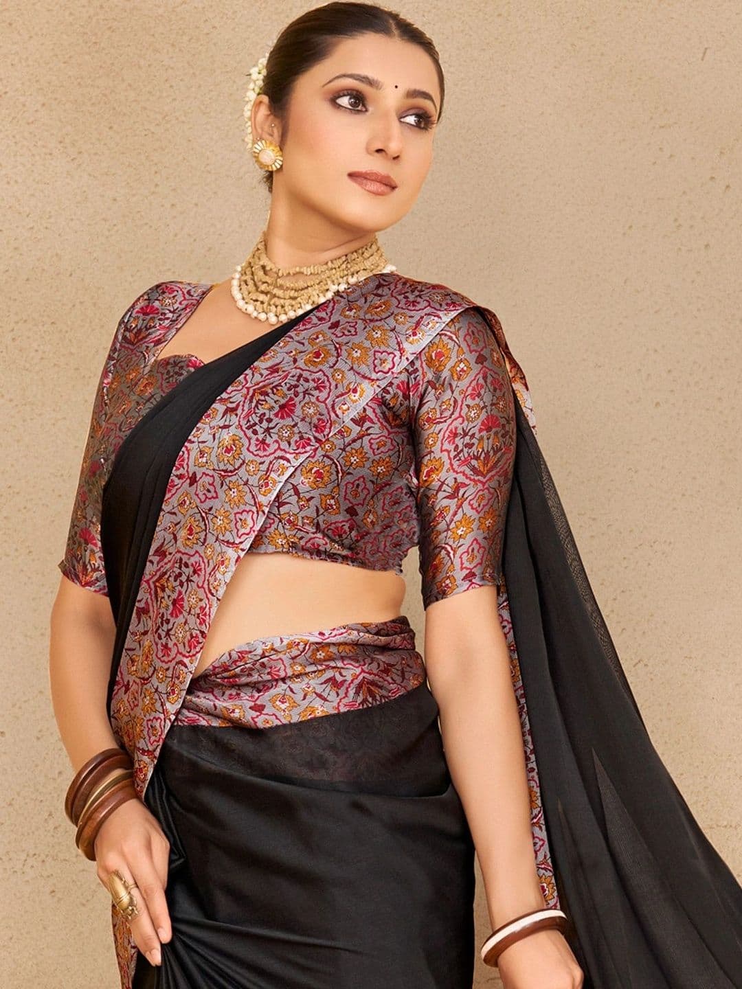 Vipul Woven Design Zari Pure Chiffon Designer Saree thumbnail 5
