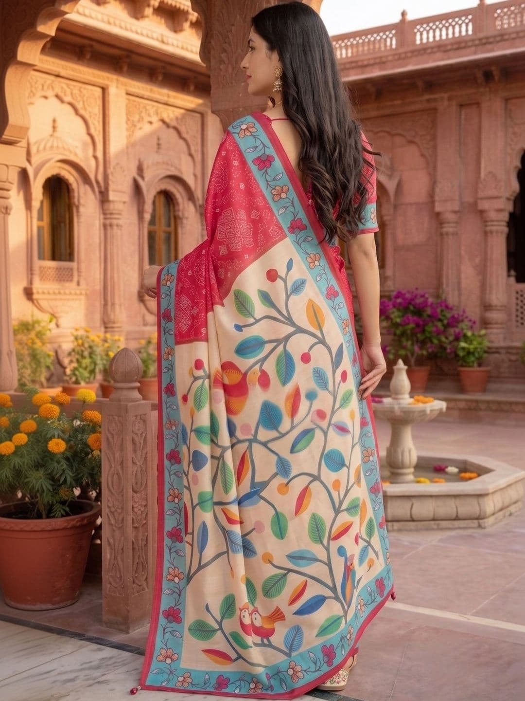 BORAD FASHION Kalamkari Designer Chanderi Saree thumbnail 3