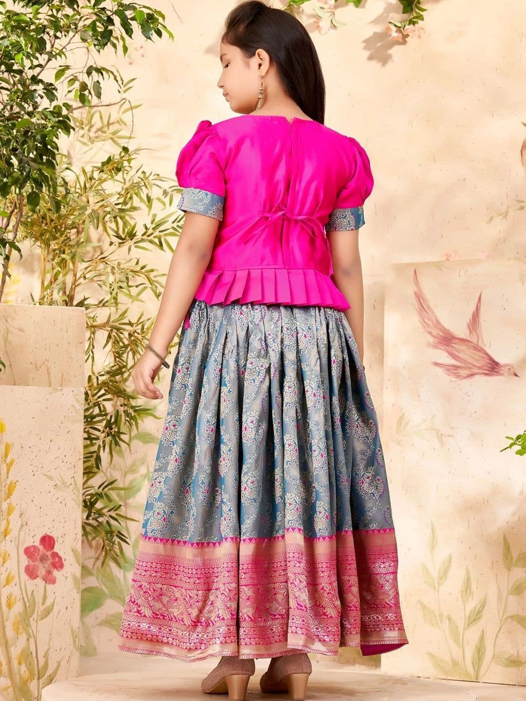 BAESD Girls Embellished Beads and Stones Ready to Wear Lehenga & thumbnail 4