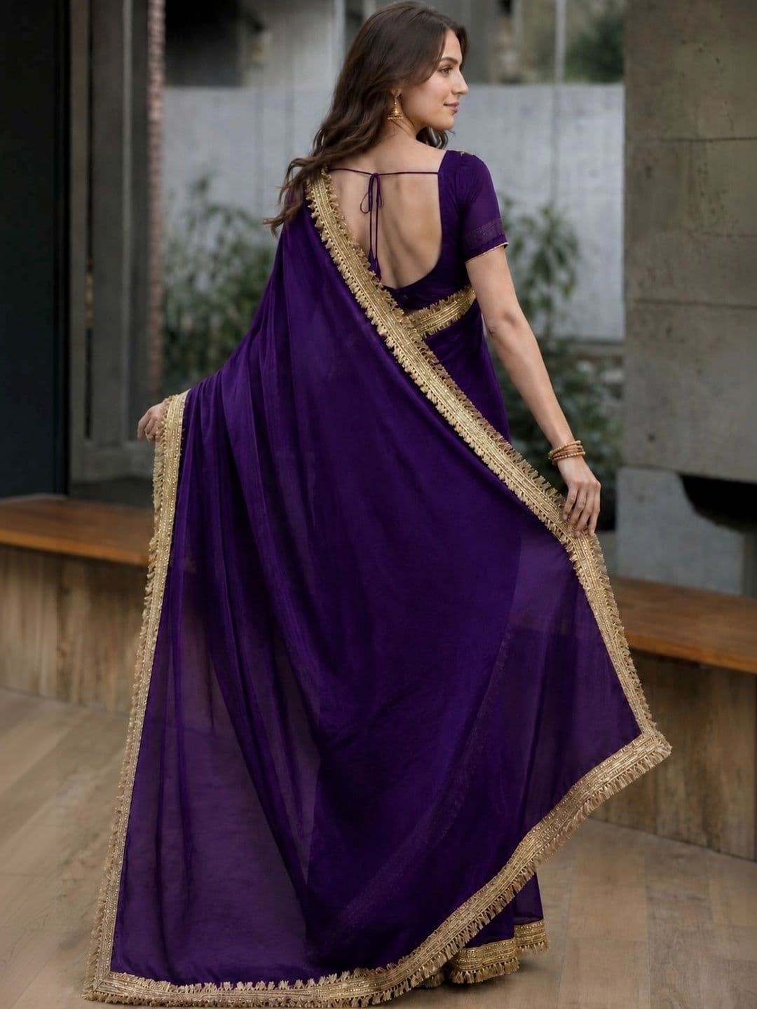 KALINI Silk Blend Heavy Work Saree thumbnail 4