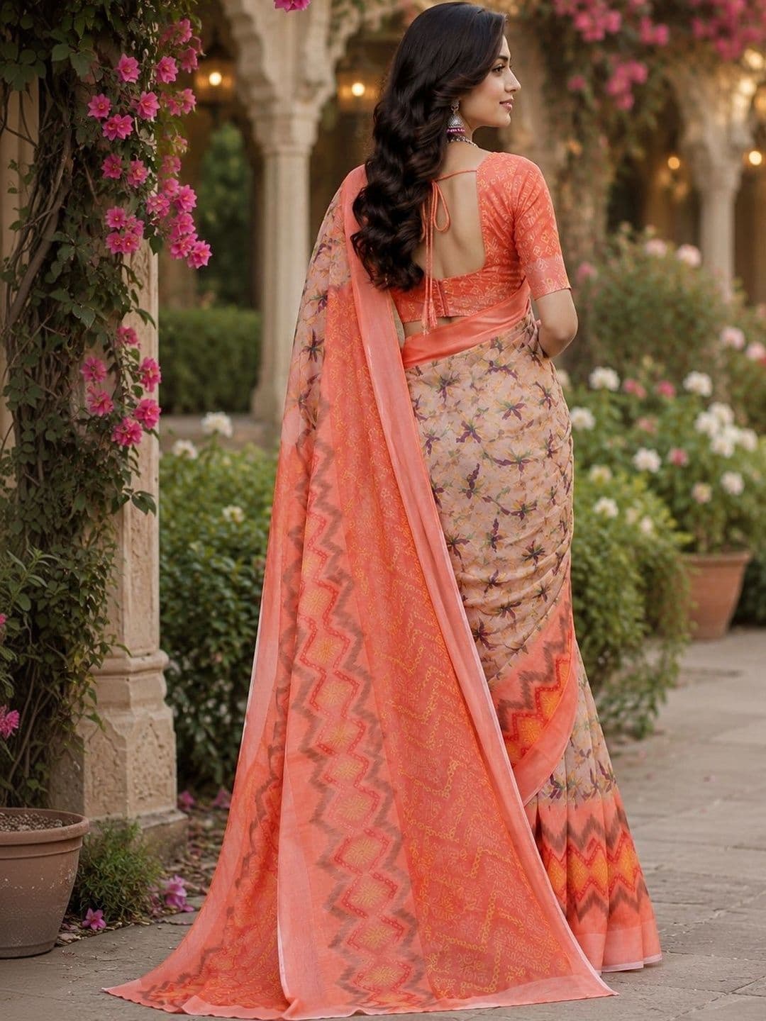 BORAD FASHION Floral Designer Chanderi Saree thumbnail 4
