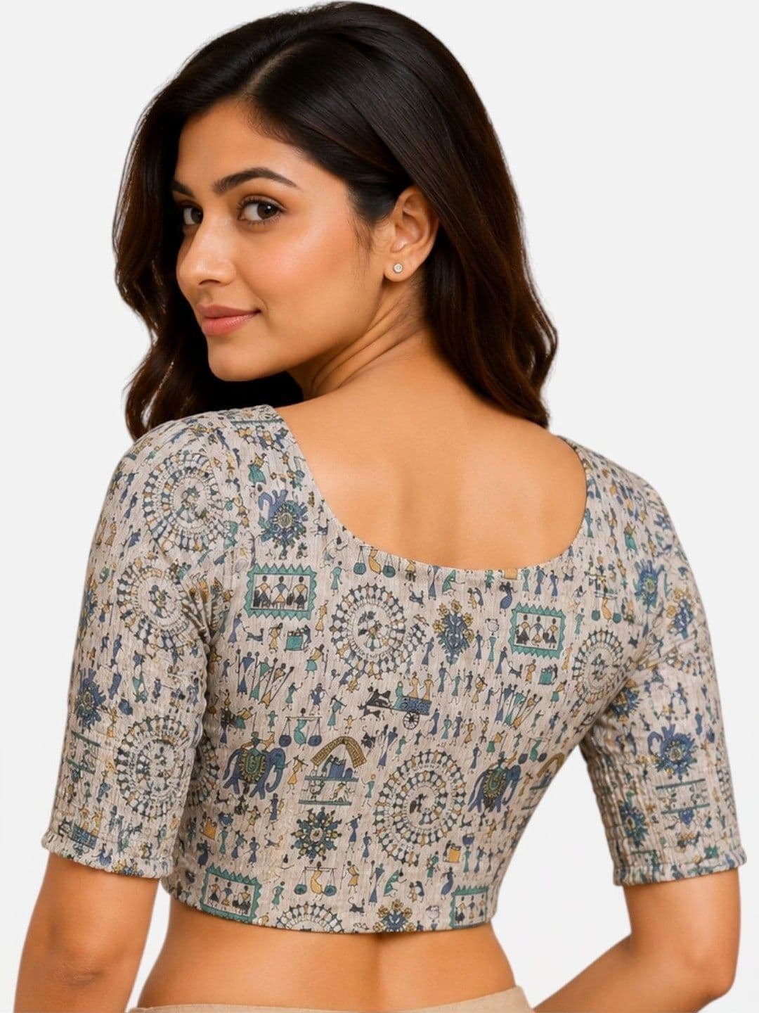 Biyu Cotton Printed Saree Blouse thumbnail 5
