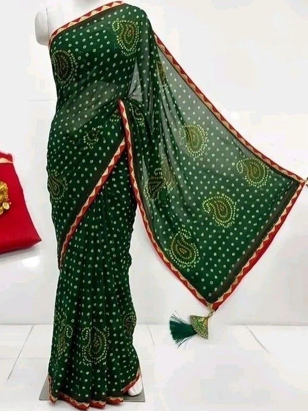 RENBRIZA Bandhani Poly Georgette Bandhani Saree thumbnail 4