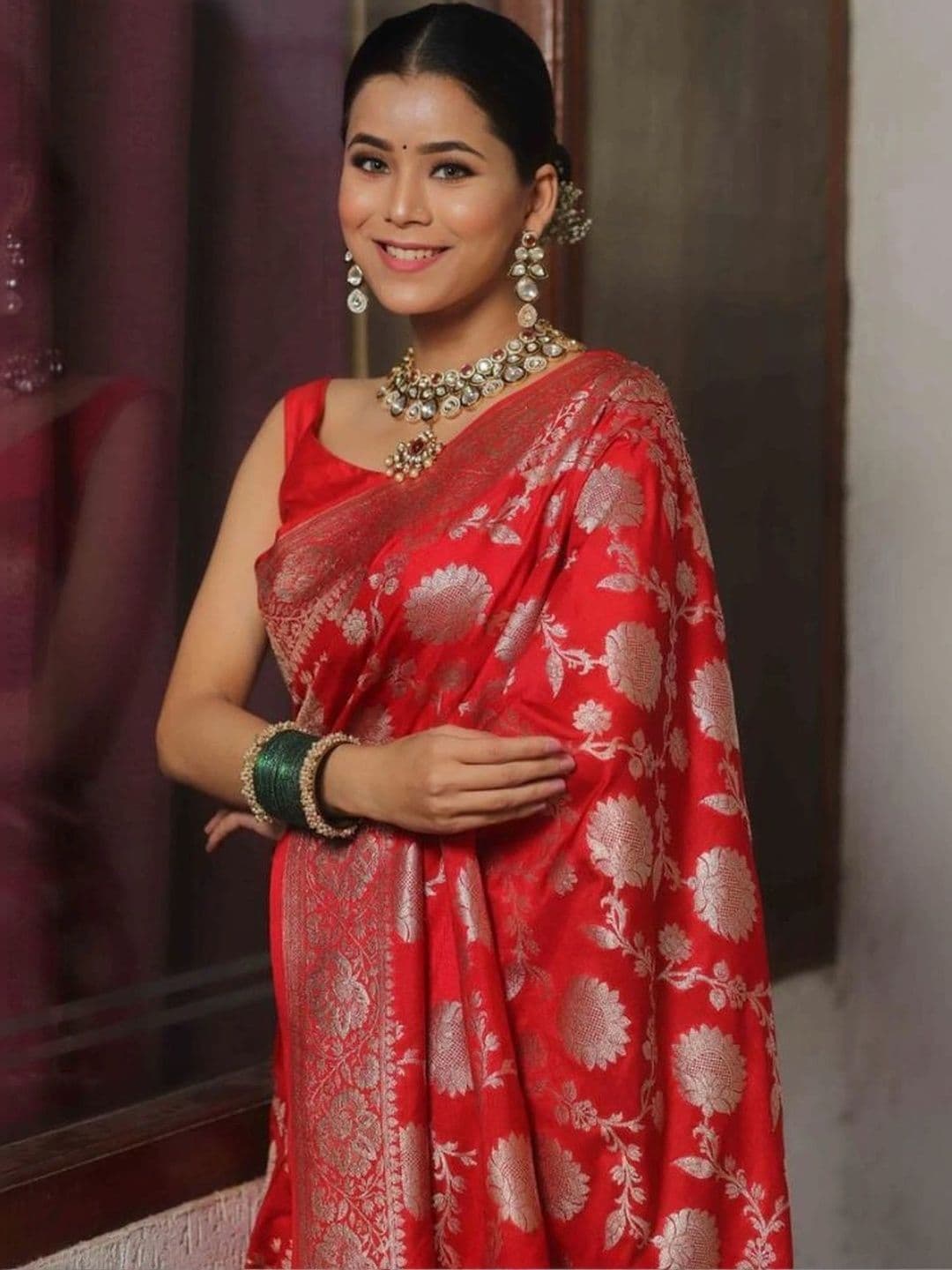 revika Woven Design Zari Art Silk Designer Kanjeevaram Saree thumbnail 2