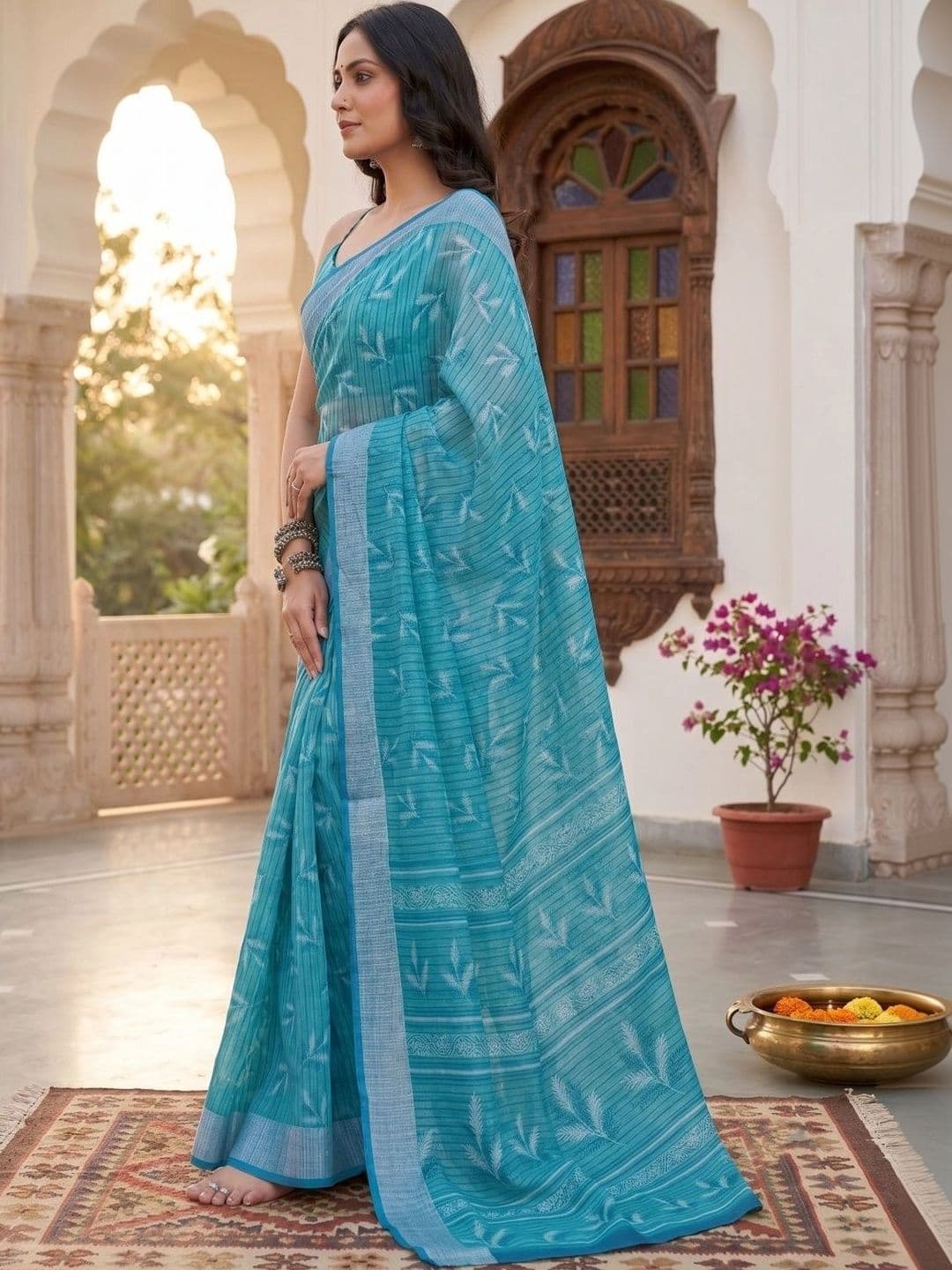 BORAD FASHION Striped Designer Chanderi Saree thumbnail 3