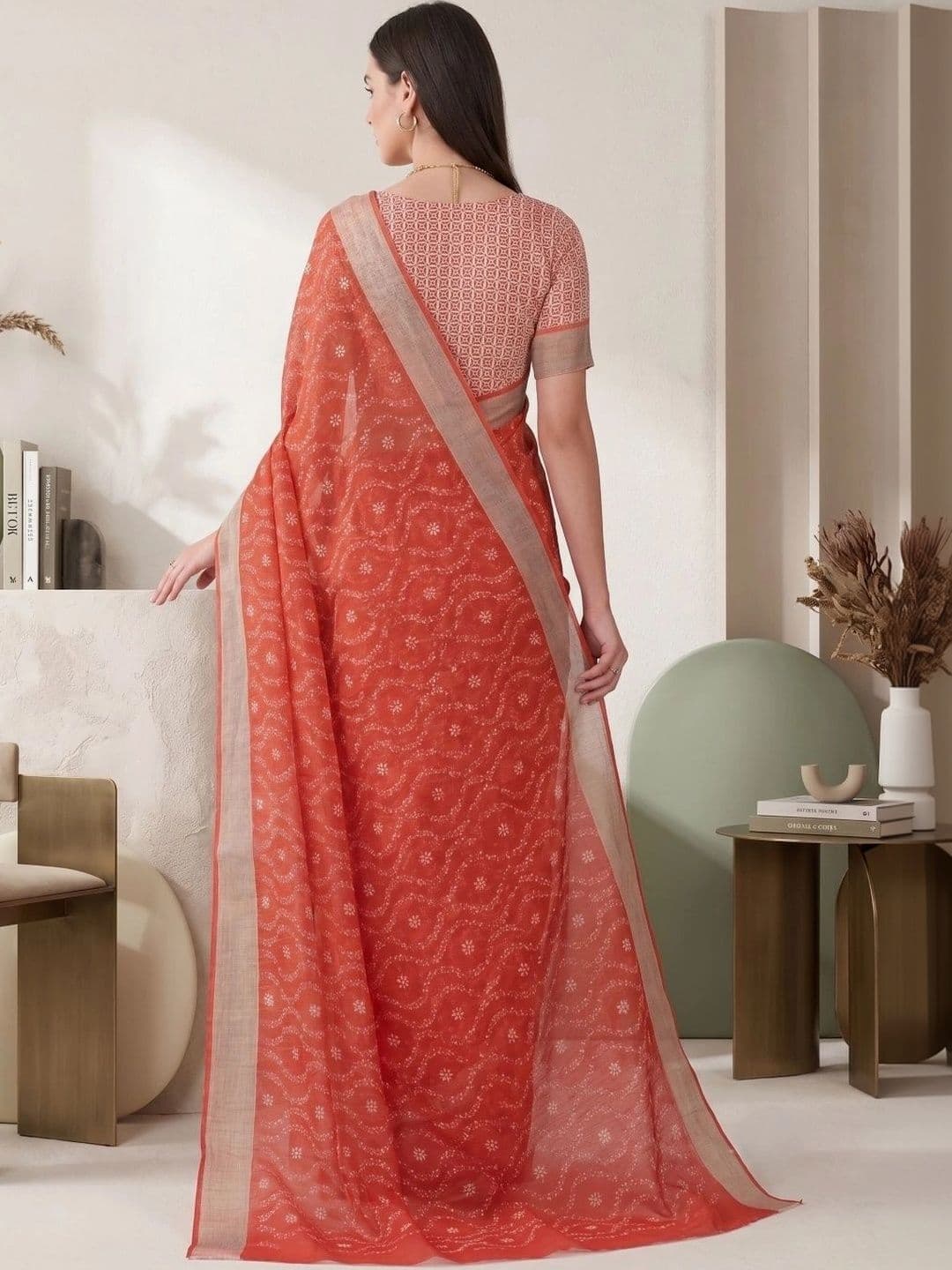 BORAD FASHION Bandhani Designer Chanderi Saree thumbnail 3