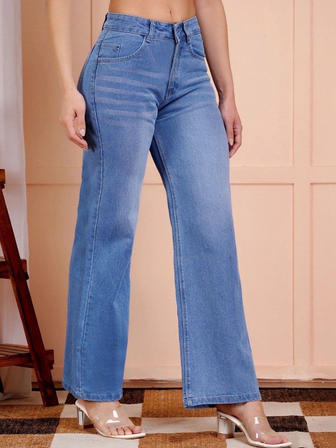 P.X.5 Women Classic Wide Leg High-Rise Light Fade Stretchable Jeans thumbnail 6