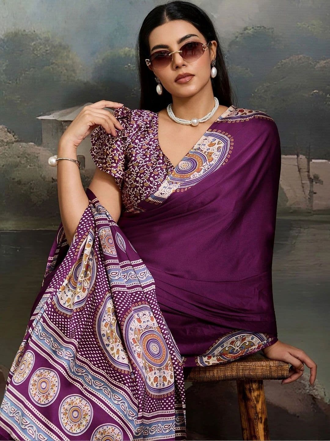 NKV Mirror Work Silk Blend Heavy Work Mysore Silk Saree thumbnail 7