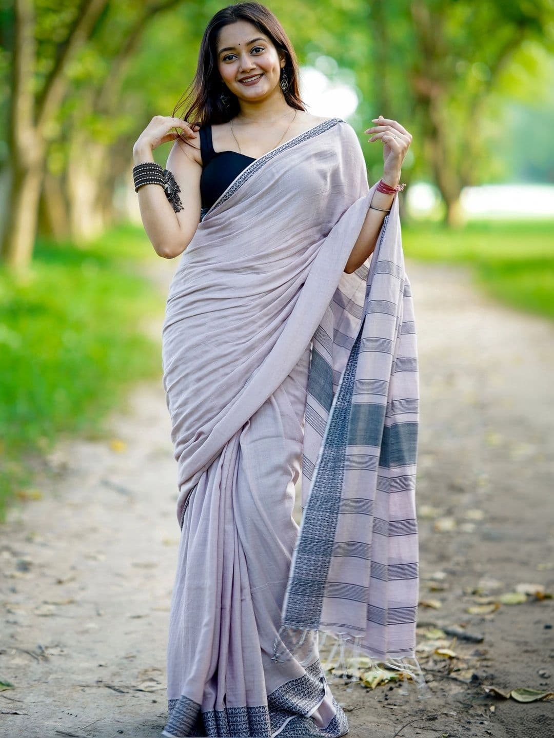 Aparna Striped Pure Cotton Saree - view 1