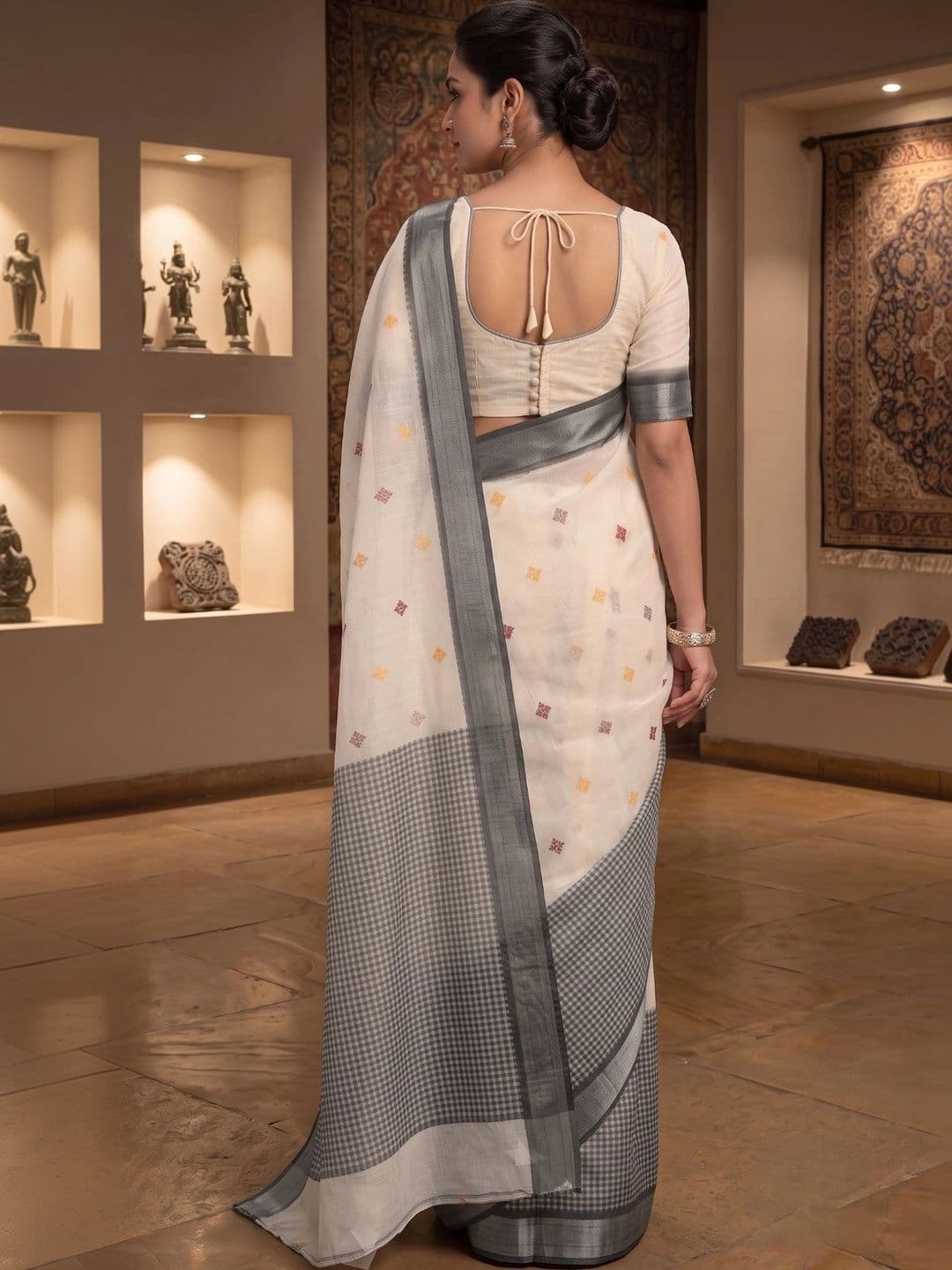 BORAD FASHION Designer Chanderi Saree thumbnail 4