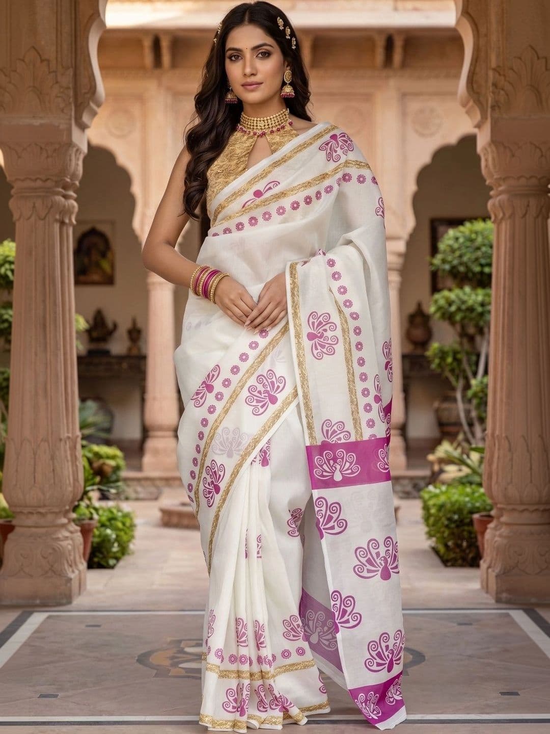 BORAD FASHION Zari Designer Chanderi Saree - view 1