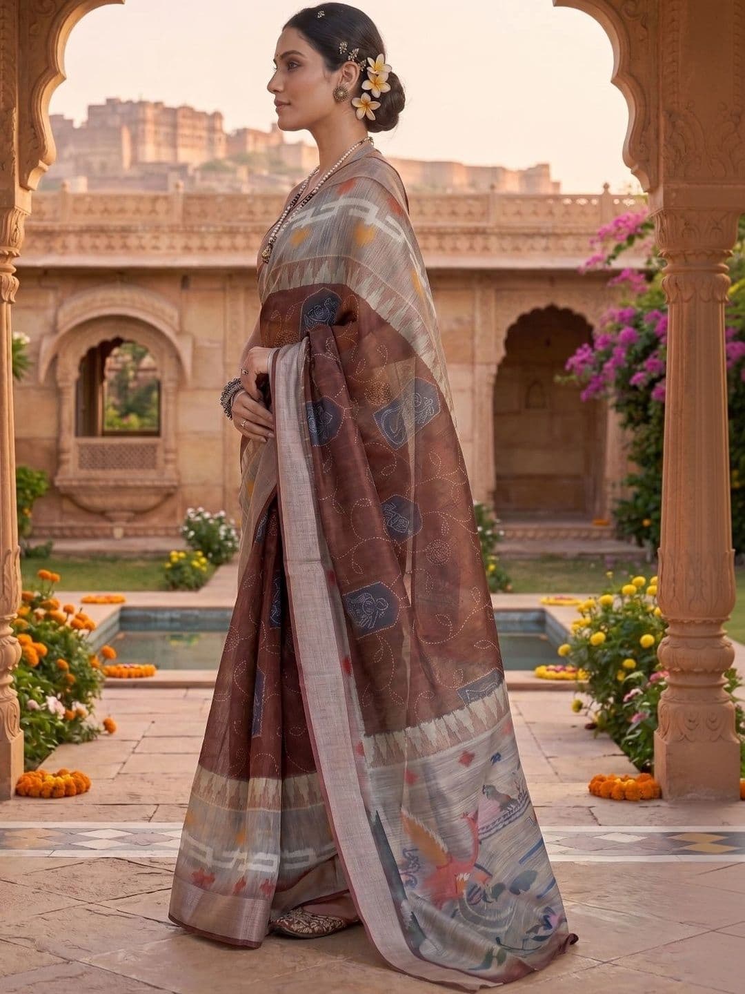 BORAD FASHION Designer Chanderi Saree thumbnail 2