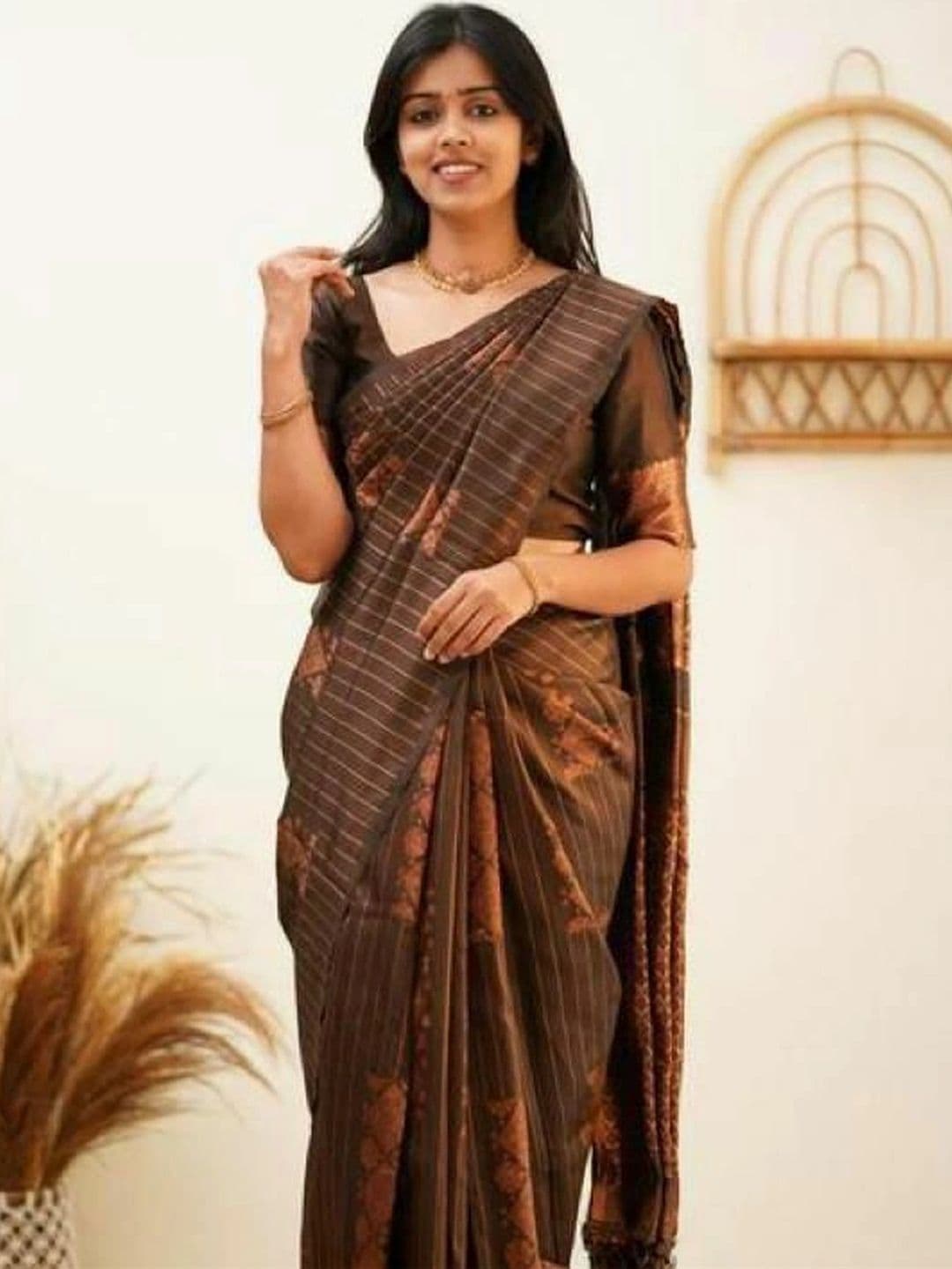 revika Striped Zari Art Silk Designer Kanjeevaram Saree thumbnail 4