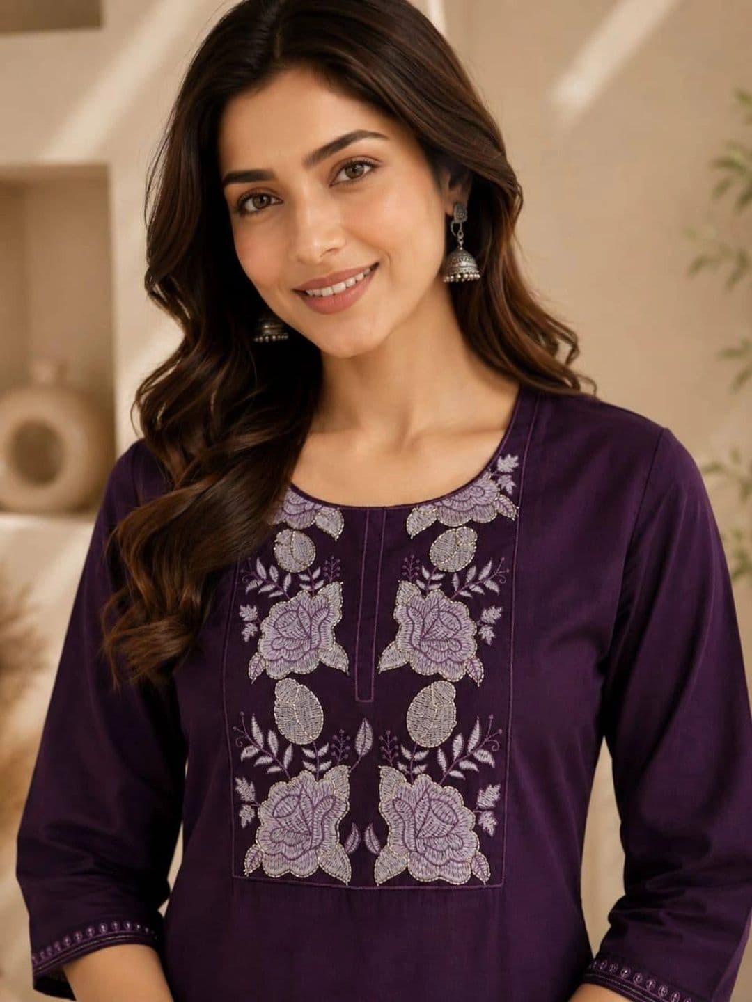 VASTRAHOUSE Women Ethnic Motifs Embroidered Regular Thread Work Kurta with Palazzos thumbnail 4