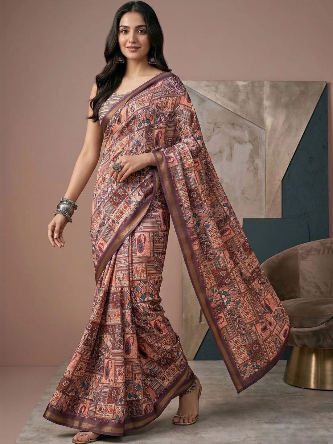 BORAD FASHION Kalamkari Designer Chanderi Saree - view 1