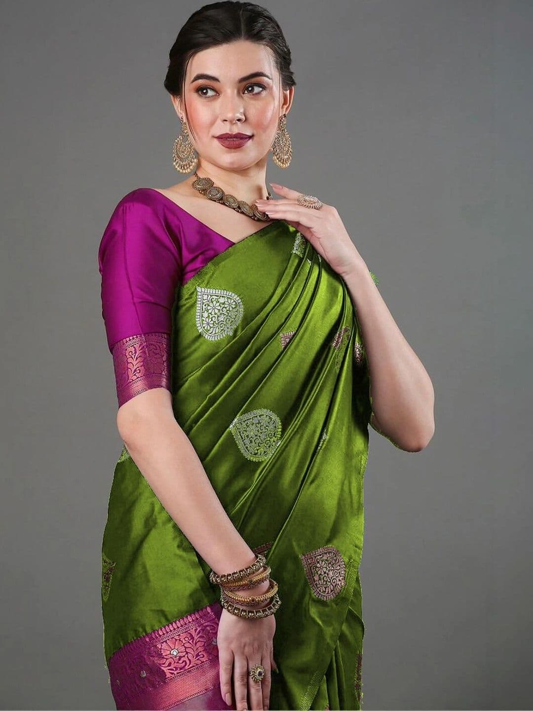 revika Woven Design Zari Art Silk Designer Kanjeevaram Saree thumbnail 4