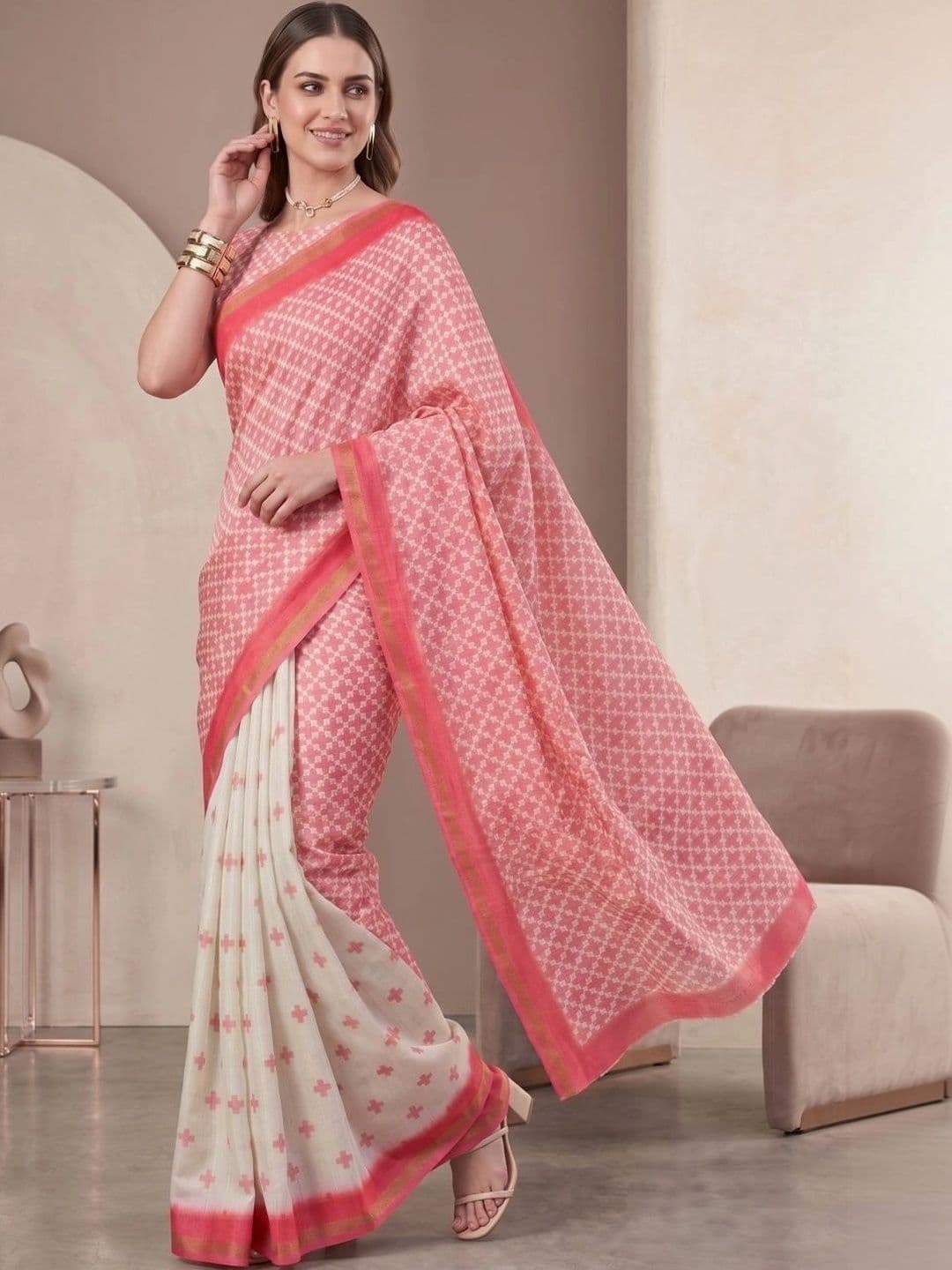 BORAD FASHION Women Designer Chanderi Saree thumbnail 3