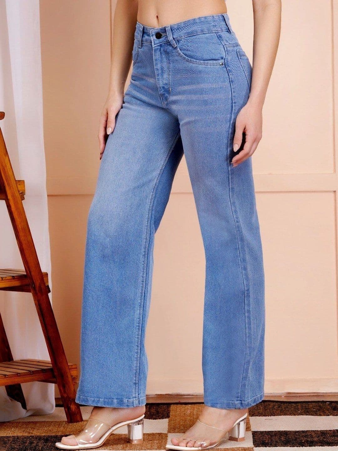 P.X.5 Women Classic Wide Leg High-Rise Light Fade Stretchable Jeans thumbnail 2
