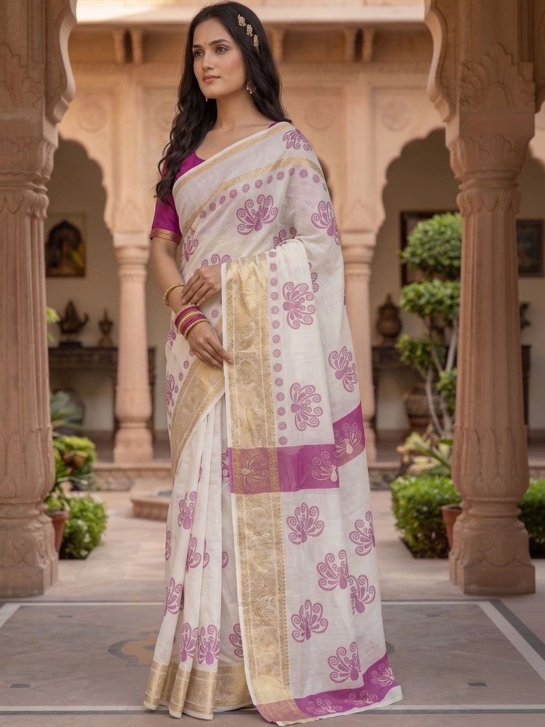 BORAD FASHION Zari Designer Chanderi Saree thumbnail 2