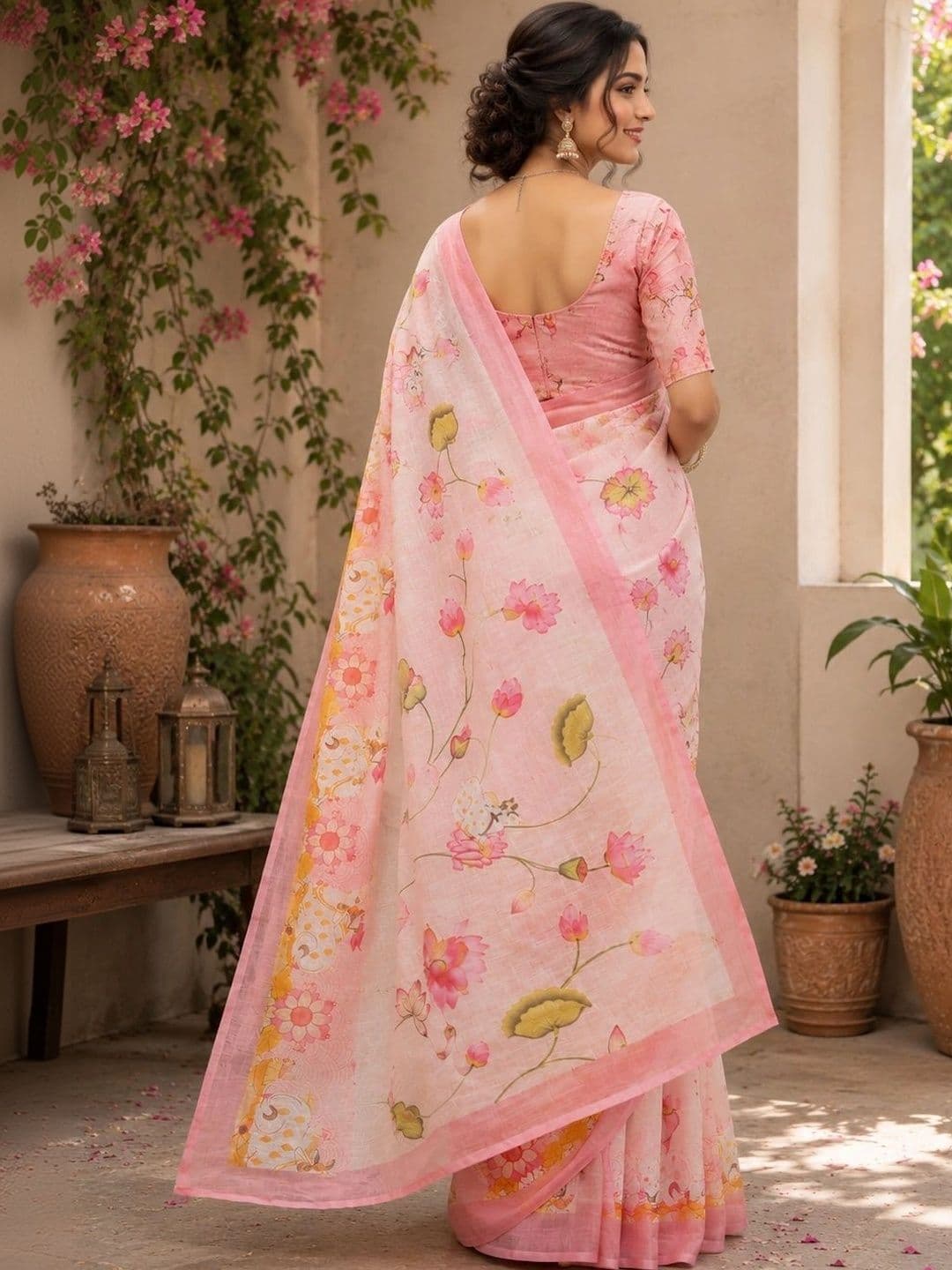 BORAD FASHION Floral Designer Chanderi Saree thumbnail 4