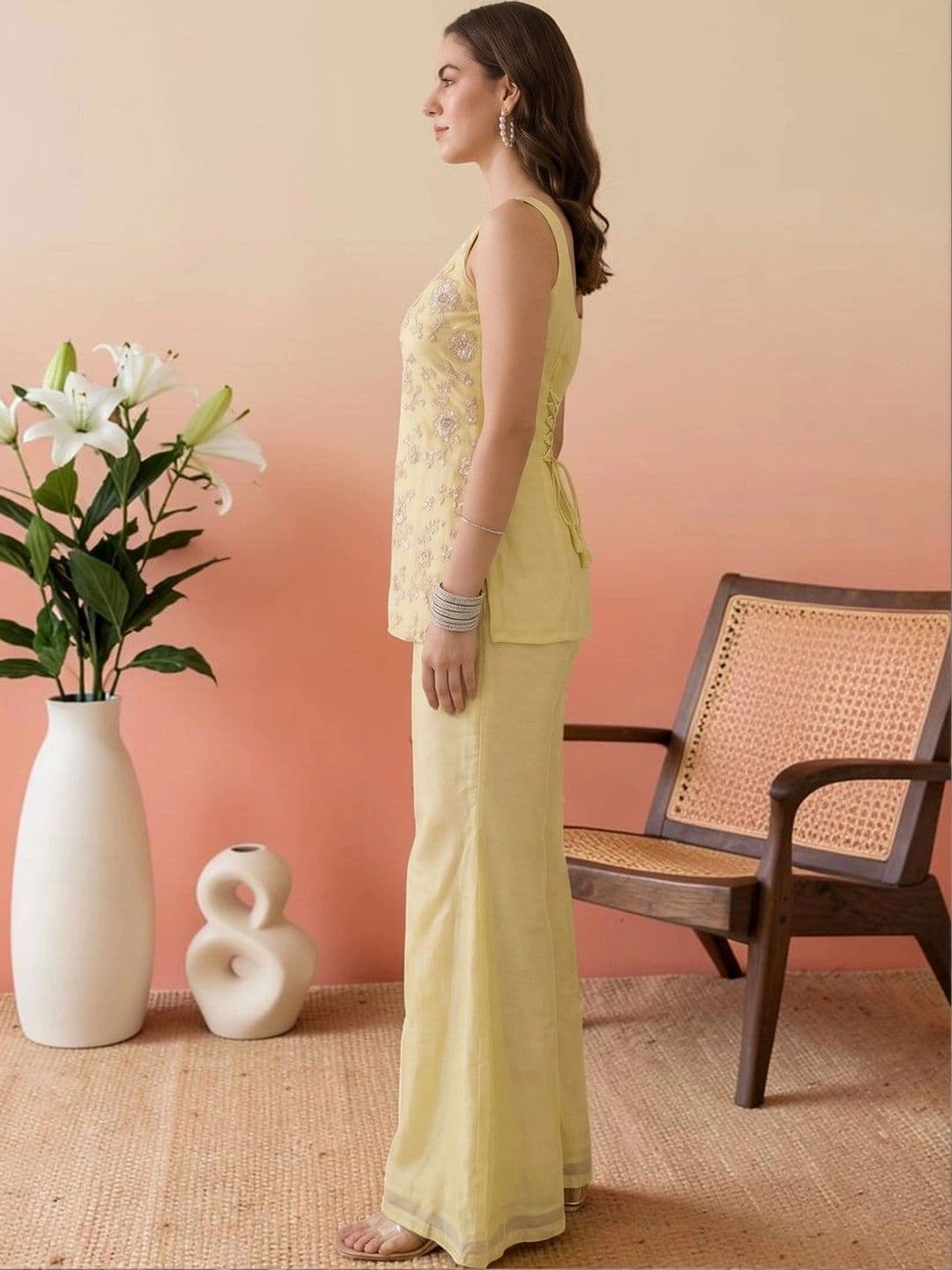 all about you Women Ethnic Motifs Embroidered Regular Thread Work Kurta with Palazzos & With Dupatta thumbnail 2