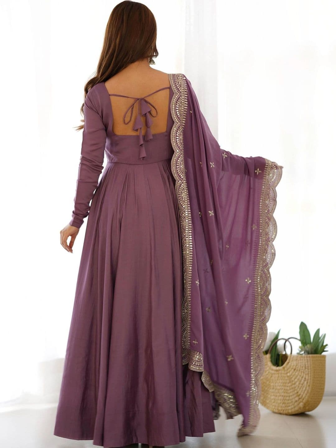 SAJAVAT ETHENIC WEAR Women Regular Chanderi Silk Kurta with Pyjamas & With Dupatta thumbnail 6