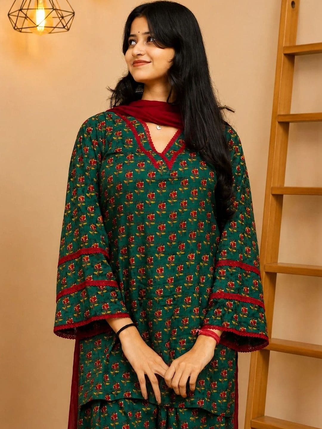 shreeram Women Floral Printed Regular Pure Cotton Kurta with Patiala & With Dupatta thumbnail 6