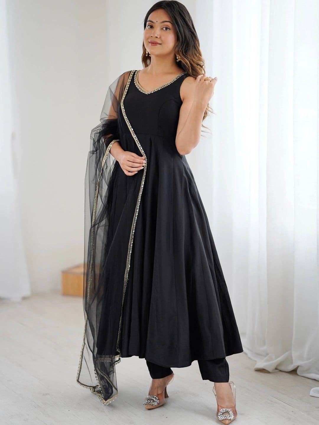 SAJAVAT ETHENIC WEAR Women Regular Chanderi Silk Kurta with Trousers & With Dupatta - view 1