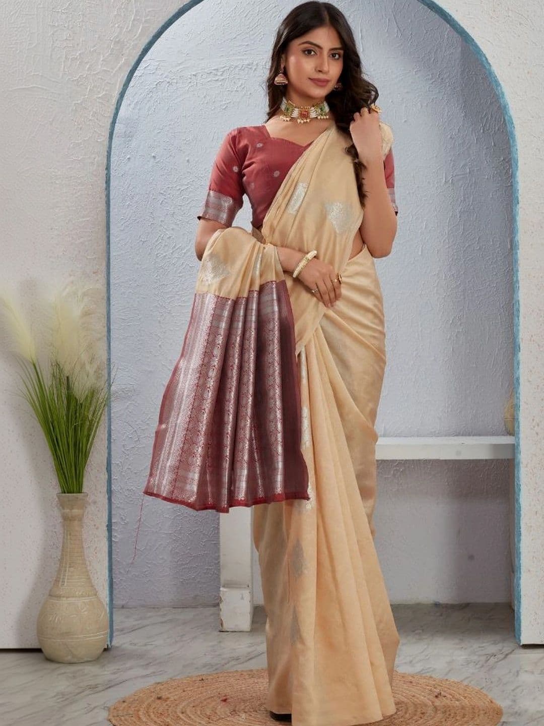 revika Woven Design Zari Art Silk Designer Kanjeevaram Saree - view 1