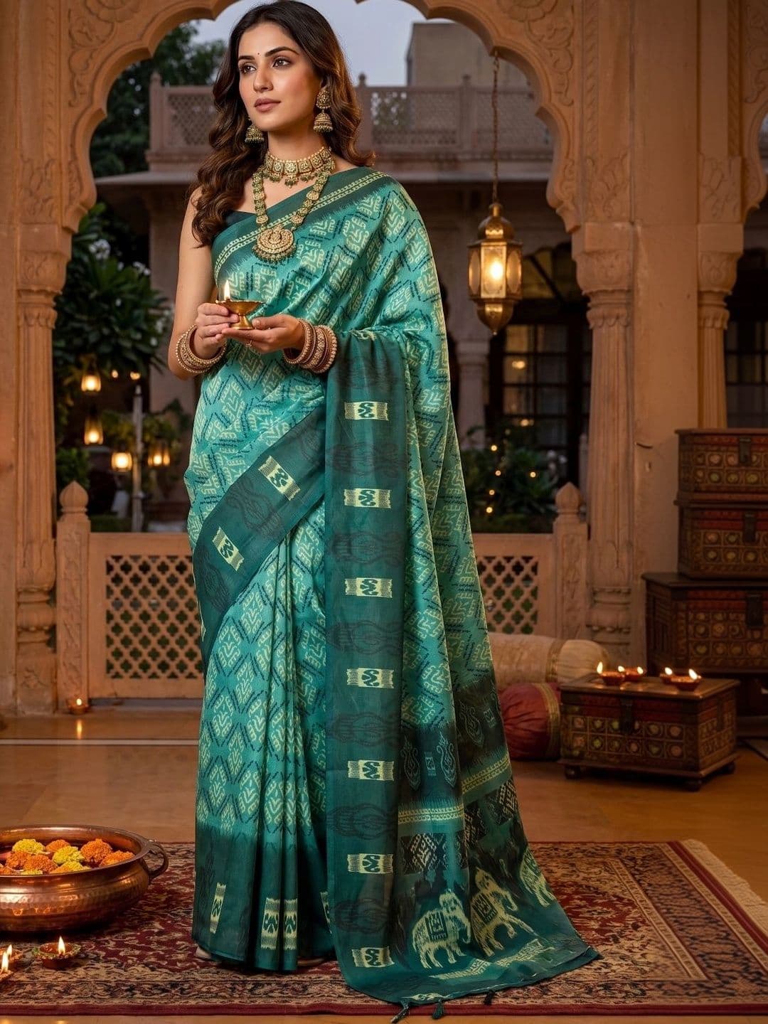 BORAD FASHION Designer Chanderi Saree - view 1