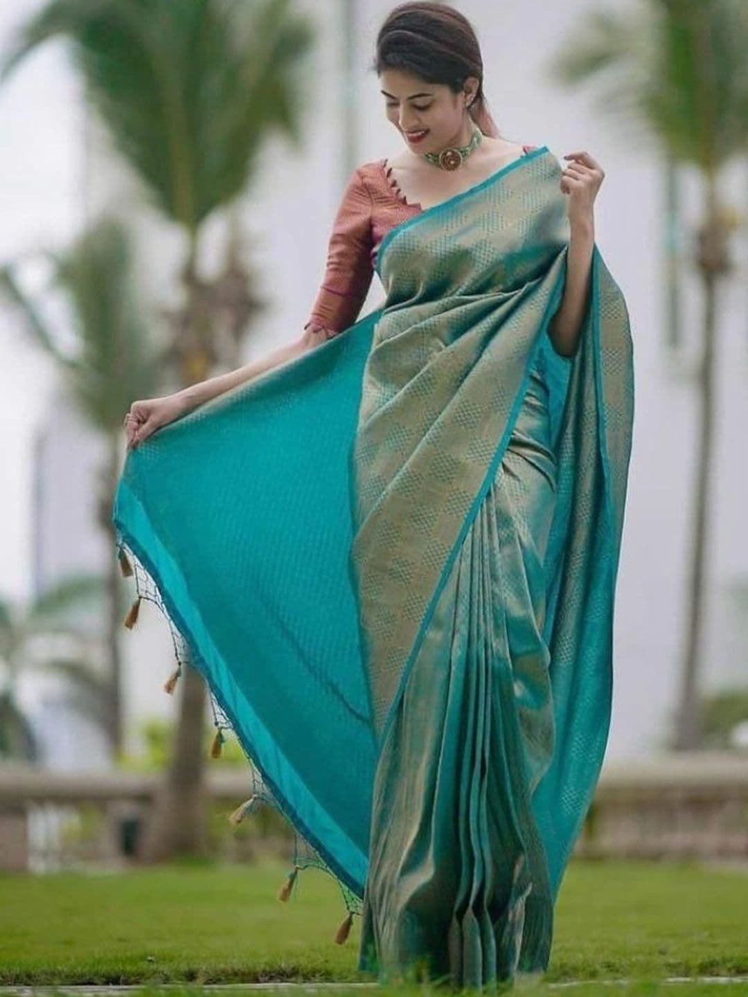 revika Woven Design Zari Art Silk Designer Kanjeevaram Saree thumbnail 2