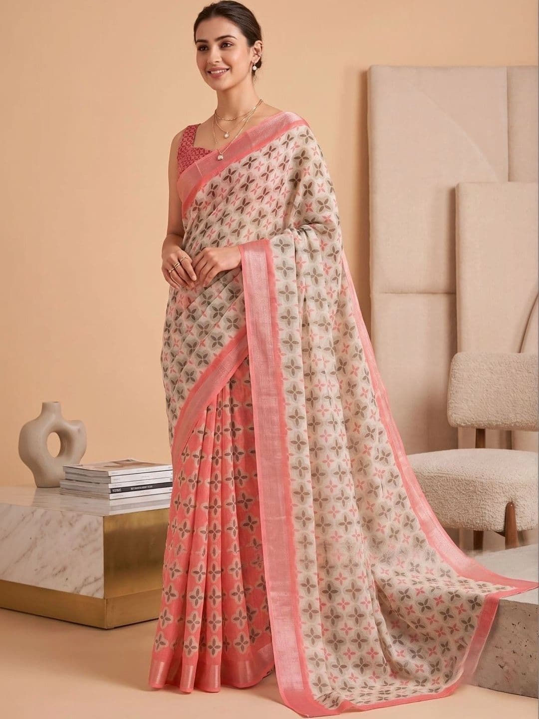 BORAD FASHION Women Designer Chanderi Saree thumbnail 3