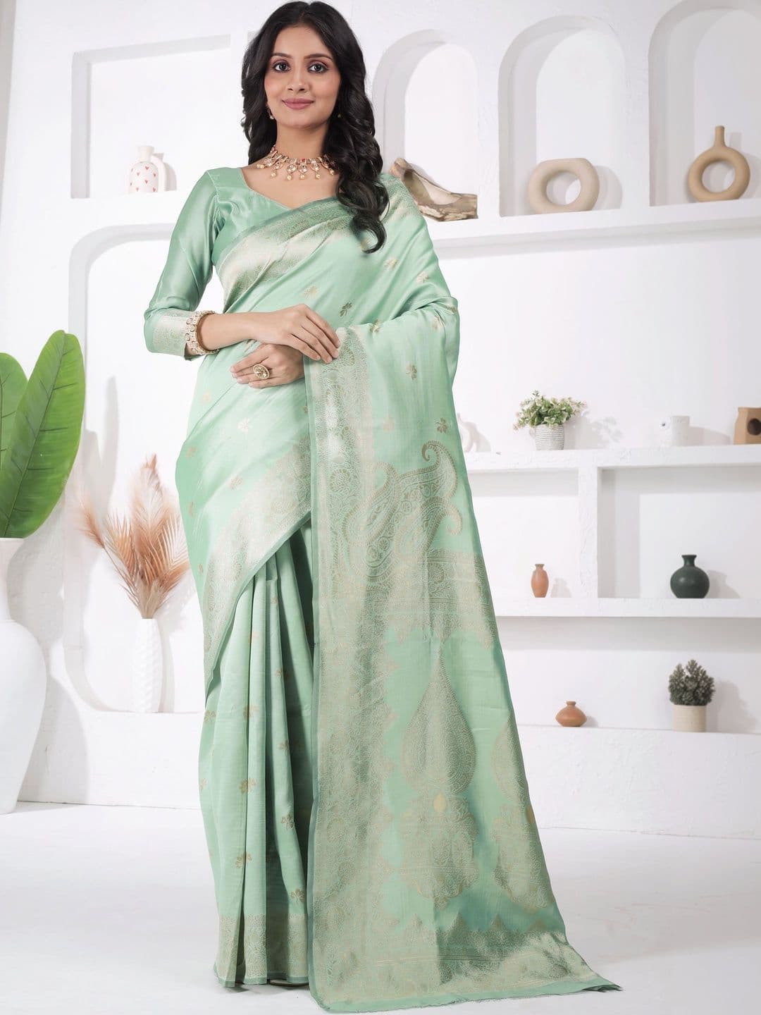 revika Woven Design Zari Art Silk Designer Kanjeevaram Saree - view 1