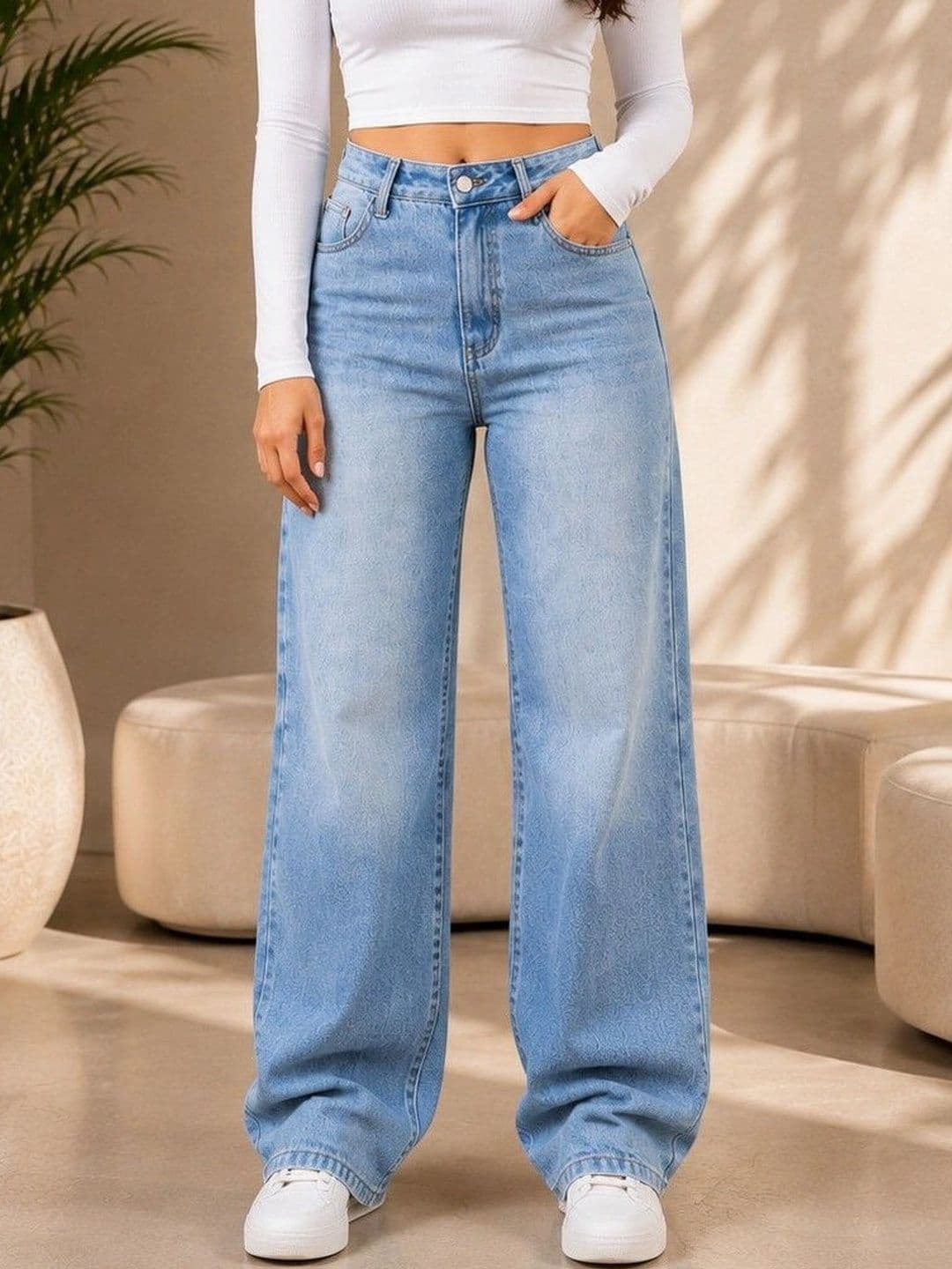 DENIMLOOK Women Flared High-Rise Light Fade Jeans - view 1