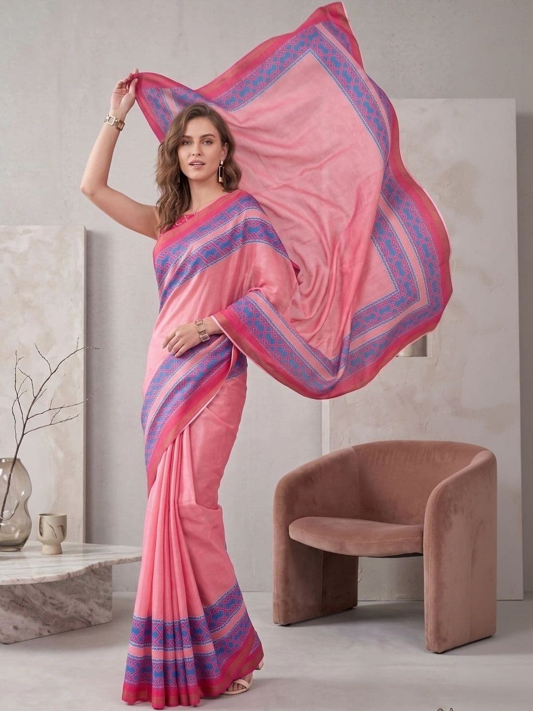 BORAD FASHION Designer Chanderi Saree thumbnail 2