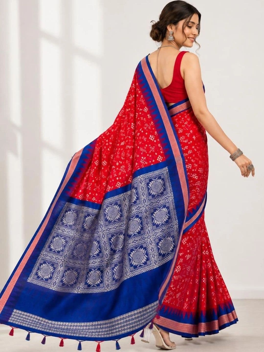 saree destination Woven Design Zari Art Silk Sambalpuri Saree thumbnail 5