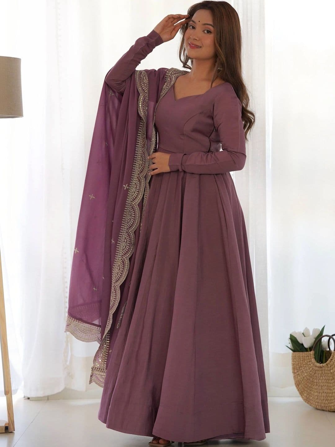 SAJAVAT ETHENIC WEAR Women Regular Chanderi Silk Kurta with Pyjamas & With Dupatta thumbnail 7