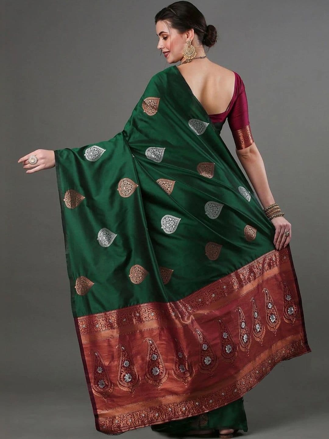 revika Woven Design Zari Art Silk Designer Kanjeevaram Saree thumbnail 2
